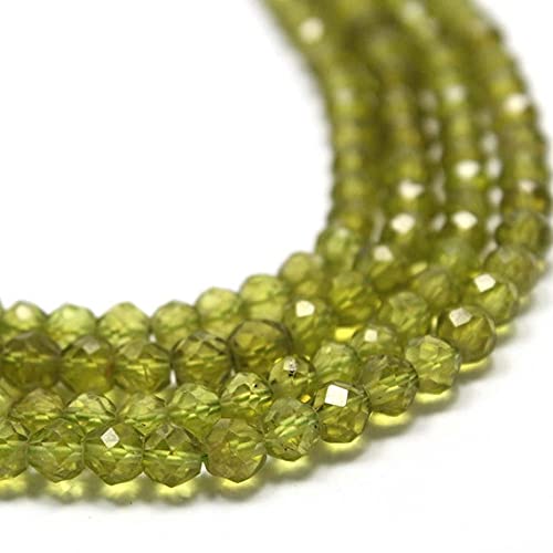 Perles péridot vertes rondes facettées LKBEADS de 4-4.5mm pour création de bijoux de 38cm