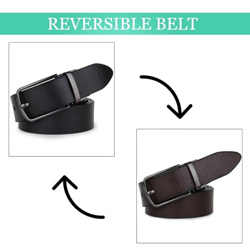 Image of HAYES LONDON Belts for Men Leather Original - Belt for Men Formal with Classic Design, Durable and Italian Reversible Men Belts for All Occasions