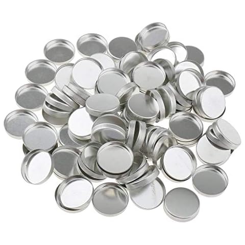 Sitrda 100pcs Empty Round Metal Eyeshadow Blush Makeup Pans Tin Powder Pot For Magnetic Palette Box Responsive to Magnets - Silver 25mm Cover