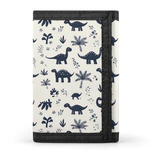 Cute Dinosaur Plants Print Wallet for Men, 8 Credit Card Holder Slim Minimalist Front Pocket Small Mens Bifold Wallets
