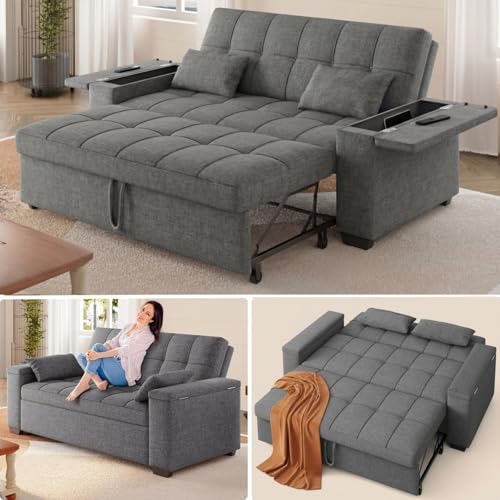 Gizoon 3 in 1 Convertible Sofa Bed Queen, 63.6'' Pull...