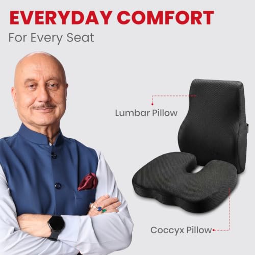 Image of AGEasy (Max Group Coccyx Cushion with Lumbar Support | Premium Seat Cushion for Chair with Optimal Support | Orthopedic Car Seat Back Support for Comfortable Long Rides