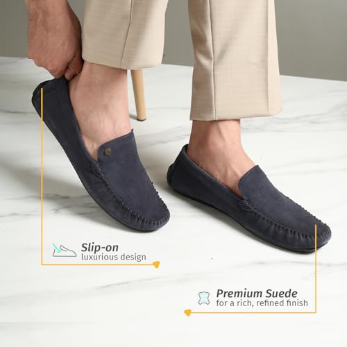Image of YOHO Loafers for Men | Leather Slip-On Loafers | Stylish, Flexible Shoes with Footpharma Footbed | Comfortable Party, Office & Casual Footwear | Lofos 001