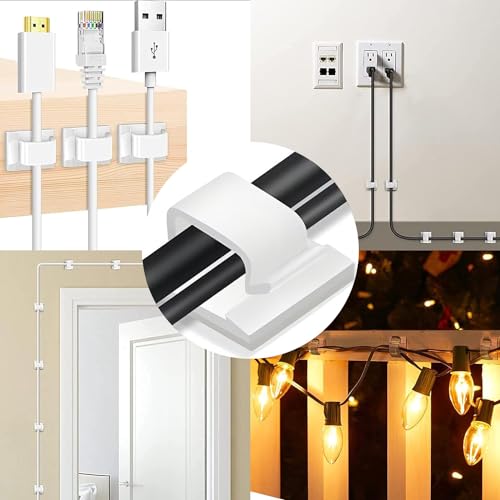 SZFUDIGO cable clips,50PCS electrical cord management adhesive cable wire clip wire clips wall,Used for cars, offices, and homes cable clips cord organizer (white)