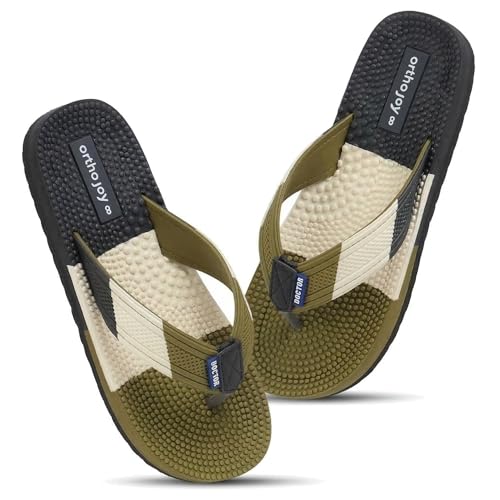 Image of Men's Orthopedic Doctor Slippers with Acupressure Sole | Extra Soft Ortho Chappal for Men | Daily Use Home & Casual Footwear | Soft Cushion Foam Slipper for Man - Lightweight, Anti-Skid Rubber