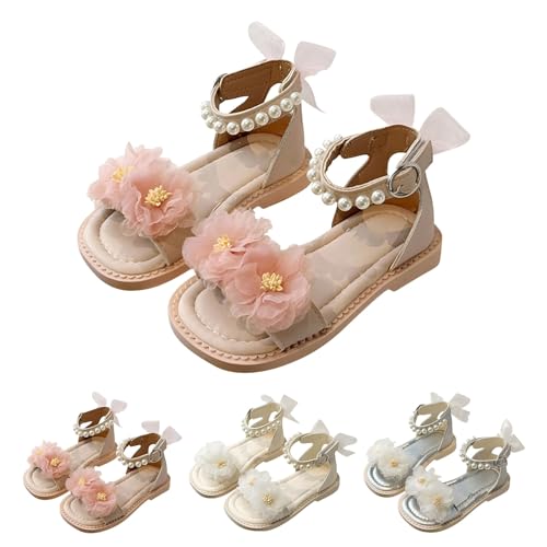 Girls Flower Sandals Summer For Children Wearing Beach Shoes Pearl Soft Sole Girls Shoes Size 23