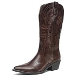 NEWBELLA Cowboy Boots For Women Cowgirl Boots with Chunky Heel Pointed Toe Boots