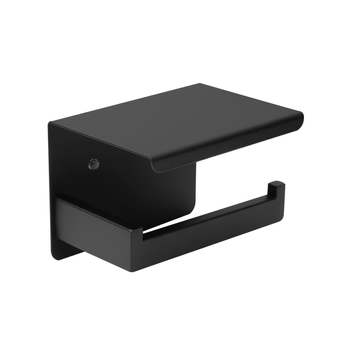 AMOZOToilet Roll Holder Black No Drilling Stainless Steel Toilet Roll Holder with Shelf Toilet Roll Holder for Bathroom