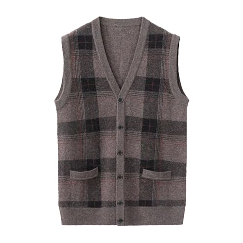 Dcvmvmn Men's Cashmere Vest Large V-Neck Thickened Cardigan Tank Top Business Casual Outfits For Men