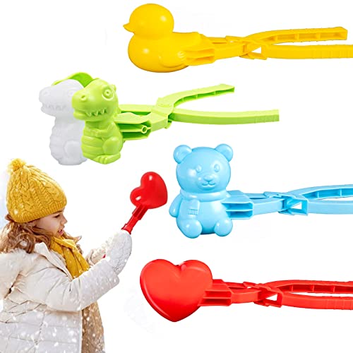 Famini Schneeball Maker, 4er Pack Schneeball Clips Schneeball Form Spielzeug,Maker Clips Kunststoff Kinder Outdoor Spielzeug Schnee Mold Tool für Kinder Jungen Mädchen Sommer Winter Spaß