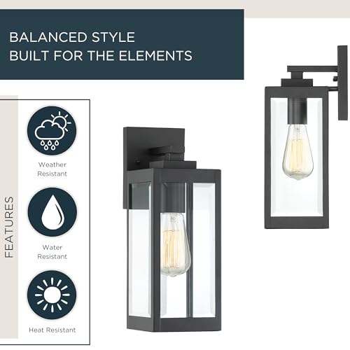Image of Quoizel Westover 14 inch Outdoor Wall Sconce, 1-Light Earth Black with Clear Beveled Glass, E26 Base, Wet Rated