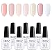 Produktbild Elite99 French Nudefarbe UV Nagellack Set 10ML, weißer Gellack French Nude Gel Polish Kit Soak Off, French Nägel Design Maniküre Set 7 Stück