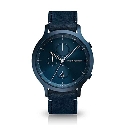 Preisvergleich Produktbild Lilienthal Berlin Chronograph Armbanduhr (Gehäuse: blau / Zifferblatt: blau / Armband: Leder blau)