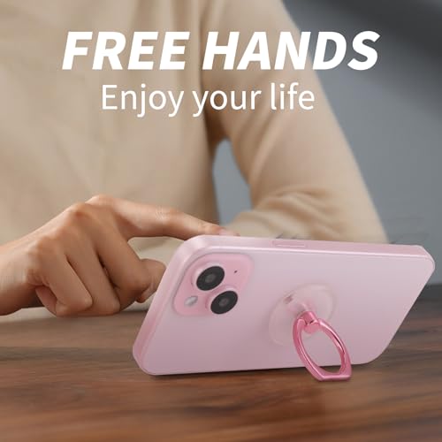 Image of 2 Pack Pink Jsoerpay Clear Phone Ring Holder, Transparent Cell Phone Ring Grip 360Rotation Finger Ring Stand, Phone Kickstand Compatible with Most of Phones, Tablet and Case