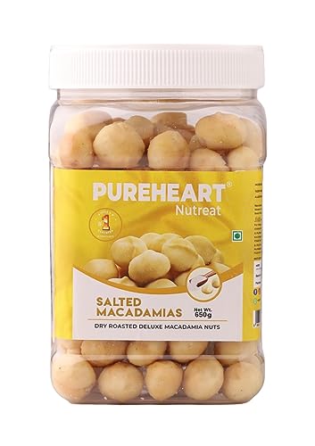 Image of Pureheart Salted Macadamia (650 gm) Premium Roasted Australian Macadamia Nuts, Rich in Antioxidants - Whole, Exotic, and Crunchy Dry Fruits, Ideal Snacks