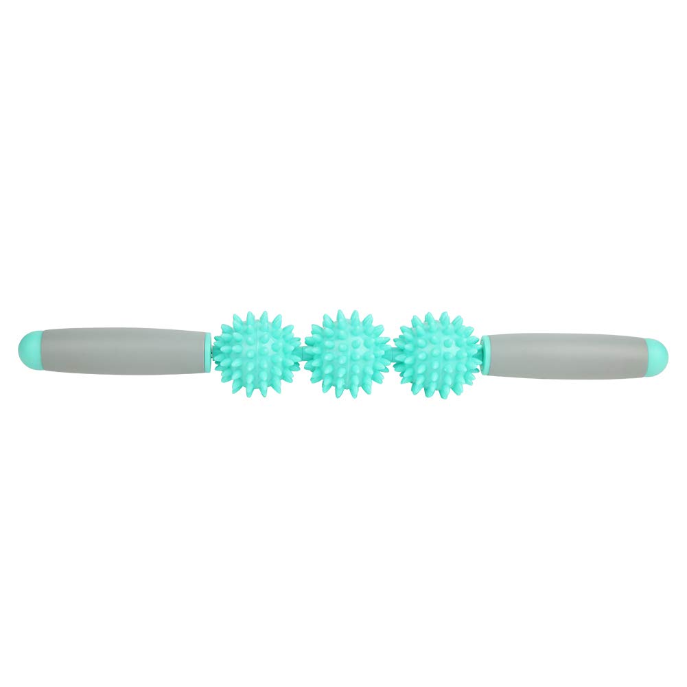 Dilwe Yoga-Muskelroller, Ergonomisches Tiefengewebe-Massagegerät mit 3 Igelbällen Zur Muskelentspannung und Entspannung (fruchtgrün)