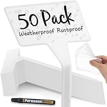 50 Pack Outdoor Plant Label, Large Waterproof Plastic Plant T-Type Tags, Durable Nursery Garden Markers, Perfect for Herbs, Flowers, Vegetable Height 11.8