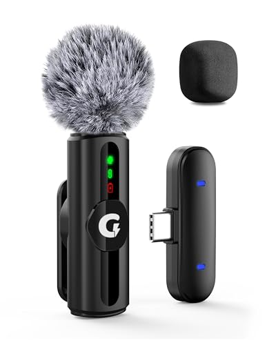GRENARO Mic for YouTube Wireless, 3-Level Adjustable Noise Reduction Mic Wireless,S12 Wireless Microphone for Youtubers with LED Indicator Light (Single Channel Type-C Port Version)
