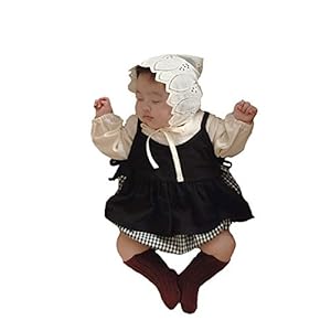 SLINX Baby Clothes, Dress, Long Sleeve, 2-Piece Set, Girls, Kids, Fluffy, Baby Rompers, Plaid, All-in-One, Baby, Sister Clothes, Daily Outings, Gift, Simple, Spring, Summer, Autumn, Cute