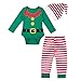 iEFiEL Costume da Elfo di Natale per Neonato Bimbo Baby 3 PCS Pagliaccetto Natalizio + Cappello + Pantaloni Outfits Vestito Babbo Natale Regalo di Natale 0-24 Mesi Verde A 6-9 Mesi