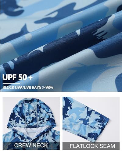 Image of FISHEAL Men's Camo Fishing Hoodie, UPF 50+ Long Sleeve Sun Protection Shirt