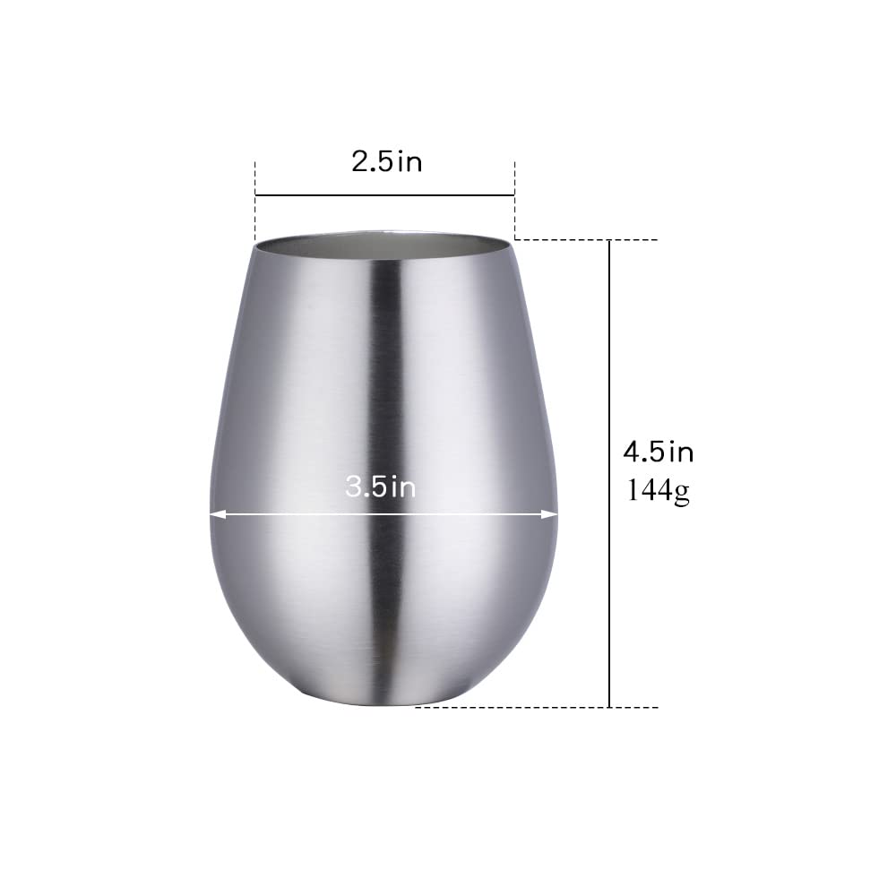 Paquete de 6 vasos de vino sin tallo, 17 onzas, acero inoxidable 18/8, irrompibles, vasos de cerveza, tazas de cerveza, juego de tazas de cerveza para cócteles, cerveza, champaña, whisky, jugo