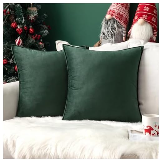 MIULEE 2er Set Samt Kissenbezug Kissenhülle Dekorative Dekokissen mit Verstecktem Reißverschluss Sofa Schlafzimmer 18x 18 Inch 45 x 45 cm 2er Set Dunkelgrün