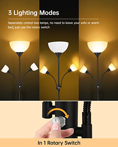 Boostarea Tree Floor Lamp, Standing Lamp, 9W Torchiere Floor Lamp With Reading Lamps, 2700K Led Beads, 3 Way Switch, 50,000Hrs Lifespan, Modern Bright Tall Metal Pole Lamps For Living Room/Bedroom #TOP3