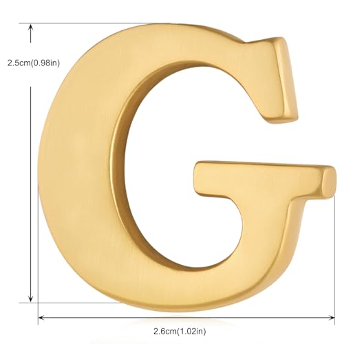 Image of HONEY BEAR Mens Womens Initial Alphabet Letter Lapel Pins Collar Badge Brooches for Business Wedding Graduation Gift Matte Gold 0.59 inches
