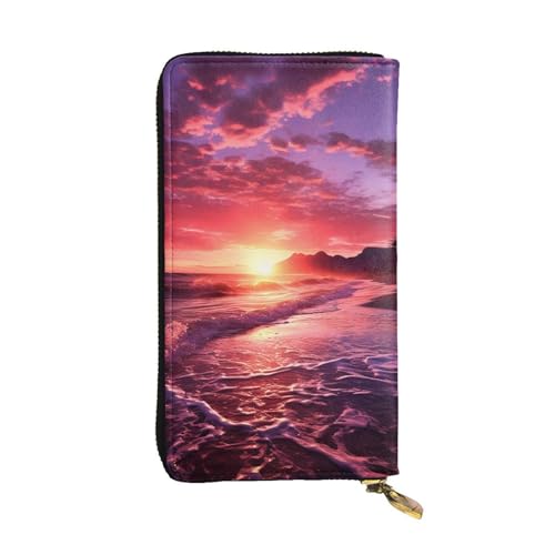 Portefeuille en cuir rose grande capacité avec blocage RFID pour homme et femme