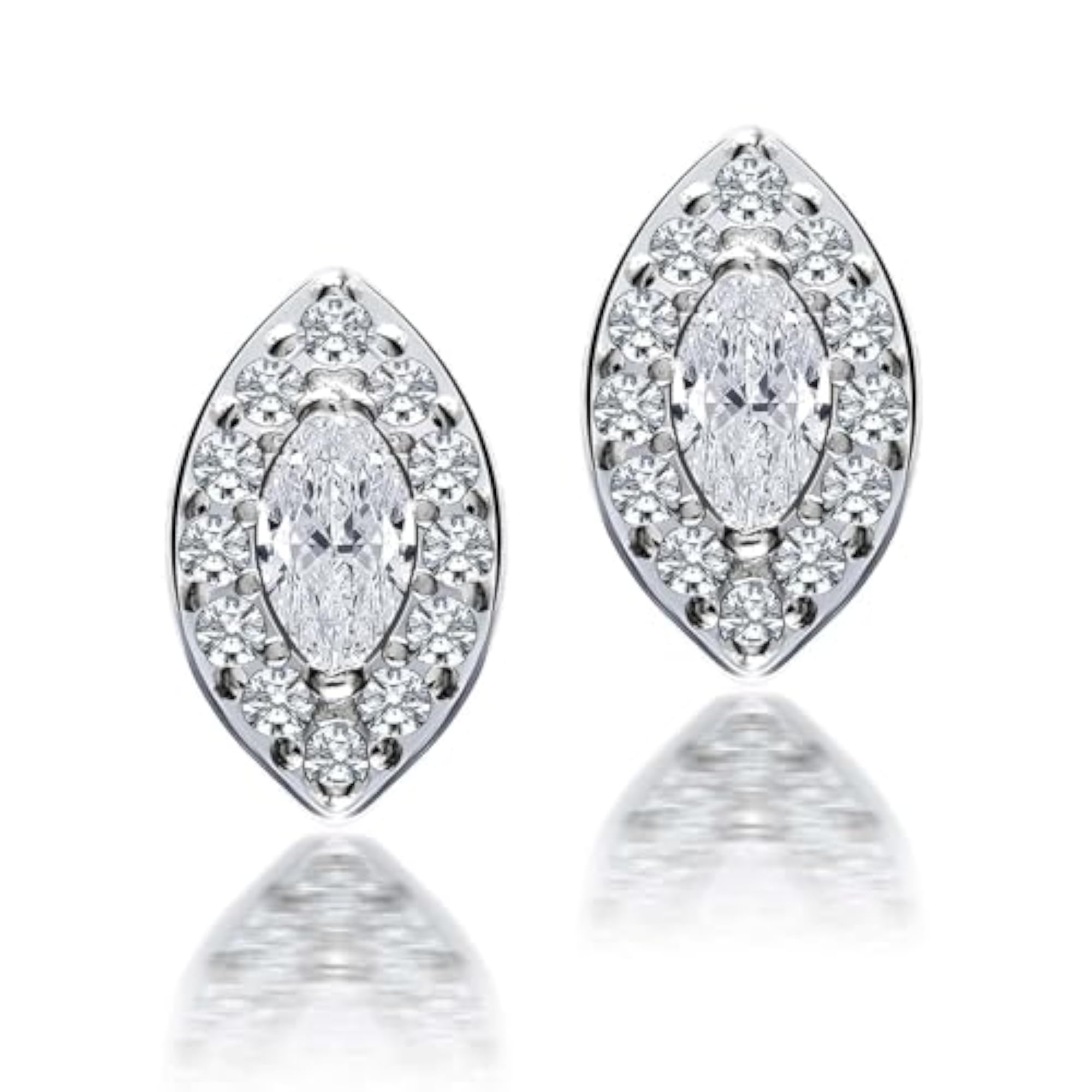 925 Silver Stud Earrings, Sparkling Zirconia Marquise