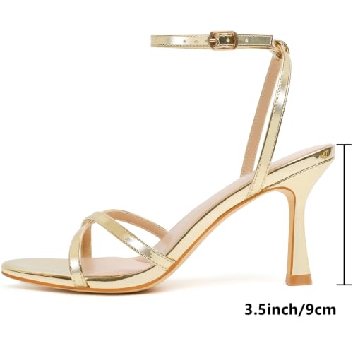 Image of Mostrin Strappy Heels for Women Ankle Strap Heels Women's Heeled Sandals for Party Prom Wedding
