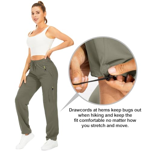 Image of Q - RIOUS Women's Parachute Pants Quick Dry Lightweight Safari Pants Zipper Pockets