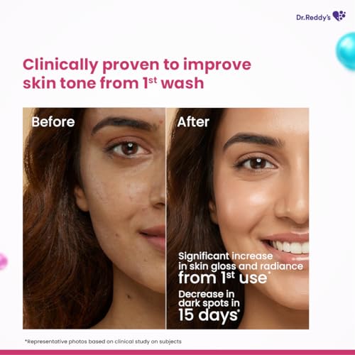 Image of Dr. Reddy's Venusia Glo Facewash | Exfoliating & Brightening Formula | Reduces Dark Spots & Gives Instant Glow from 1st wash | Enriched with Glycolic Acid, Alpha Arbutin, Niacinamide, Vitamin E, Ceramides - Oats - HA complex | All Skin Type | 100g