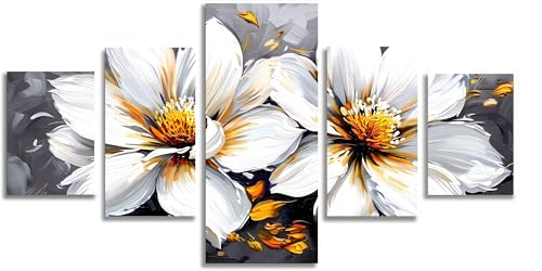 Broderie diamant kit complet fleur blanche | Grand diamond painting pour adulte 5D