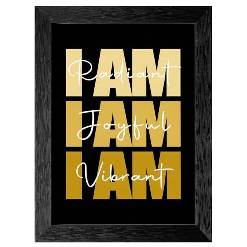 Framed Motivational Typographic Wall Art - I AM Radiant Joyful