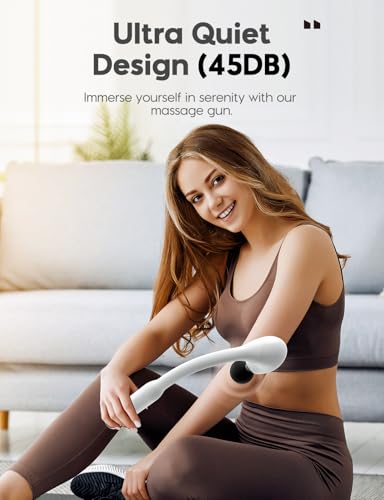 Image of FVZ White Percussion Massage Gun with Upgraded Extension Handle, 10MM Massage Gun Deep Tissue, Muscles /Neck /Shoulders /Waist /Legs Massager Portable for Pain Relief