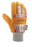 Carhartt Women's Insulated Suede Work Glove with Knit Cuff, Wild Rose Plaid, M