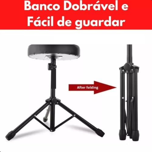 Banco Para Bateria Reforçado Assento Redondo Luxo Ajustável