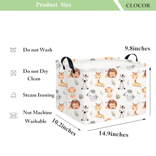 Image of CLOCOR Rectangular Storage Basket Empty,Gift Basket,Waterproof Storage Bin with Handles,Room Decor(Watercolor Animal)