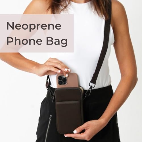 POPUPS Neoprene Crossbody Phone Bag for Women – Slim Zippered Pouch with Slip Pocket and Adjustable Strap (4" x 1" x 7.5")2