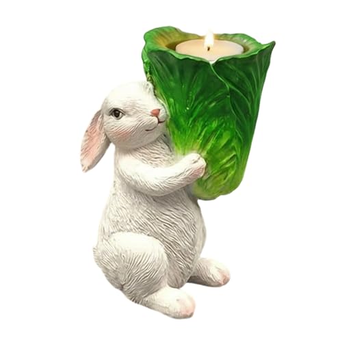 Bougeoir lapin de Pâques rustique pour déco de table vintage