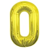 Number 0 - Gold Helium Foil Balloon - 34 inch