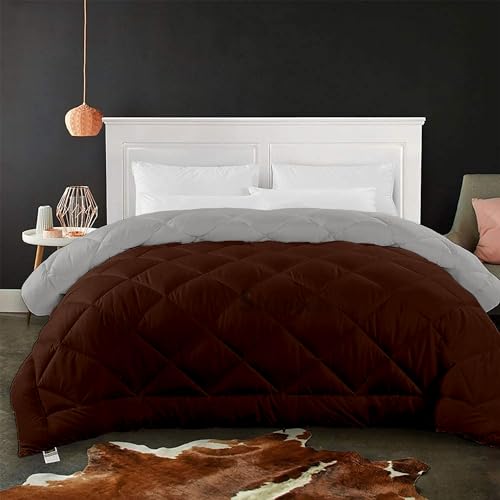 Image of 600 GSM Heavy Winter Single Bed Comforter | Microfiber, Breathable, Reversible,Soft, Lightweight & Machine Washable Comforter for Single Bed 60x90 Inch - ChocolateSilver