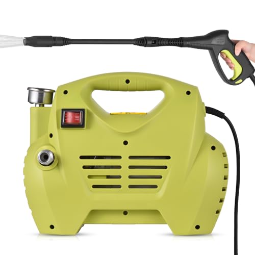 HUIOP presión washer,Limpiador de alta presión eléctrica 1300 PSI Max. Lavadora de alta presión portátil con pulverizador ajustable IPX5, impermeable, motor de inducción automática, máquina de