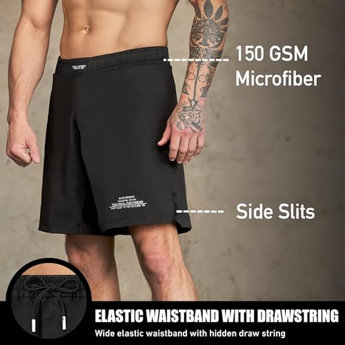 BJJ Shorts for Men – MMA Fight Shorts, No Gi, Jiu Jitsu, Grappling, Boxing, Kickboxing, Cage Fighting, UFC Training Shorts