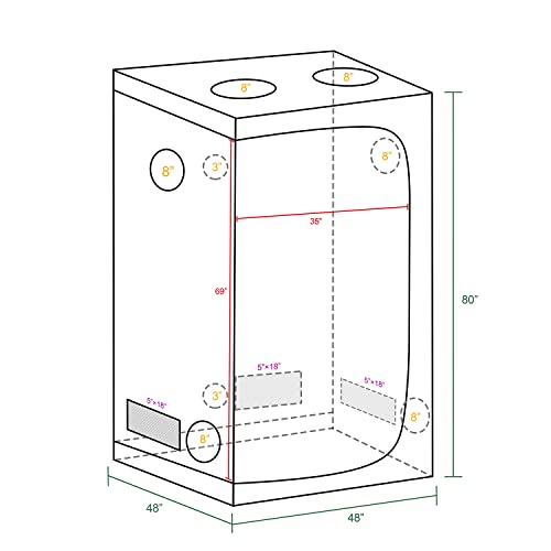 Mars Hydro 4X4 Grow Tent, 48"X48"X80" Reflective Mylar Grow Tents With Removable Floor Tray View Window For Indoor Plant Growing Room For Tsw2000/2Xsp3000/Fc-E4800 #TOP5