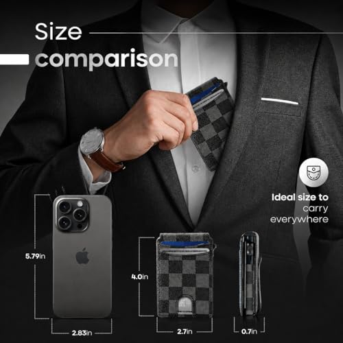 Image of Smart Wallet for Men with Tracker, Wallet Tracker Works with Apple Find My (iOS), No AirTag Needed, RFID Blocking Slim Wallet, Pop-Up Card Holder, Leather Money Clip, Not for Android.