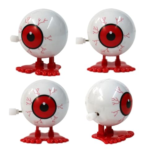 RockParty Wind-Up Walking Eyeballs - Halloween Party Favor Bag Toys for Trick or Treat Fun (Pack Of 4)