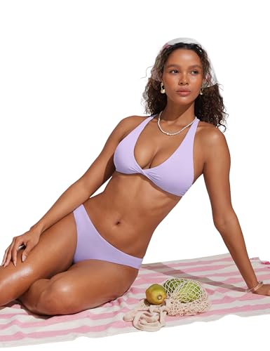 Image of CRZ YOGA Low Waisted Bikini Bottoms | Mid Cut Leg, Medium Bum Coverage, Full Lining, Swim, Bathing Suit Briefs for Women